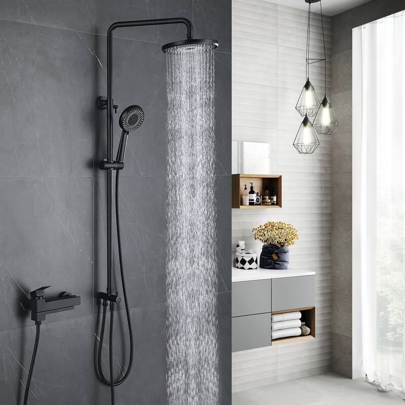 Wall Mounted 3-Function Rainfall Shower System With Tub Spout And Rough-In Valve