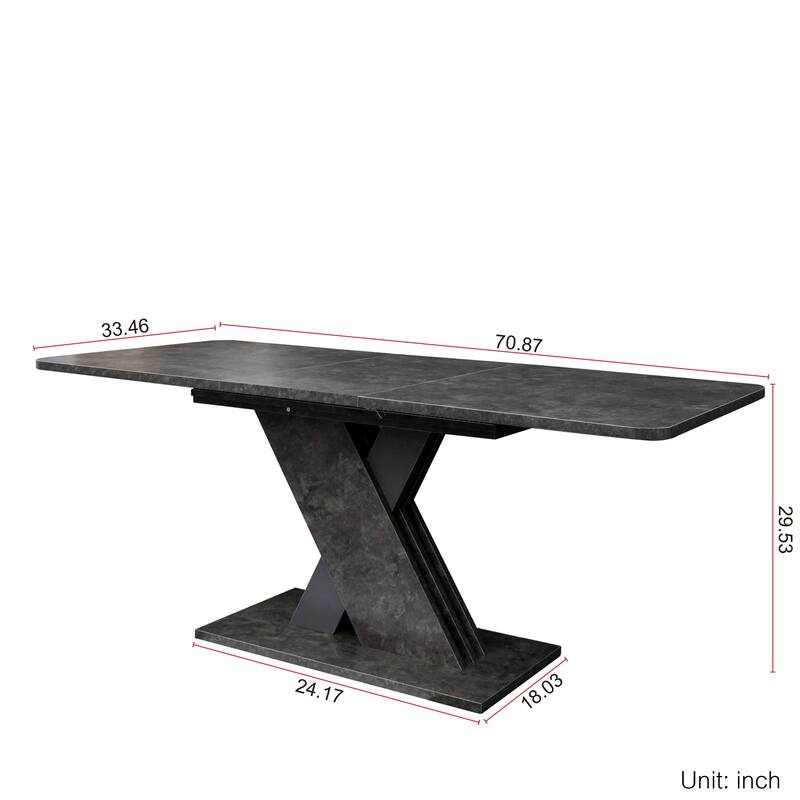 Roomfitters Modern Extendable Dining Table, Rectangular Wood Console with X-Base Design, Durable Melamine Finish