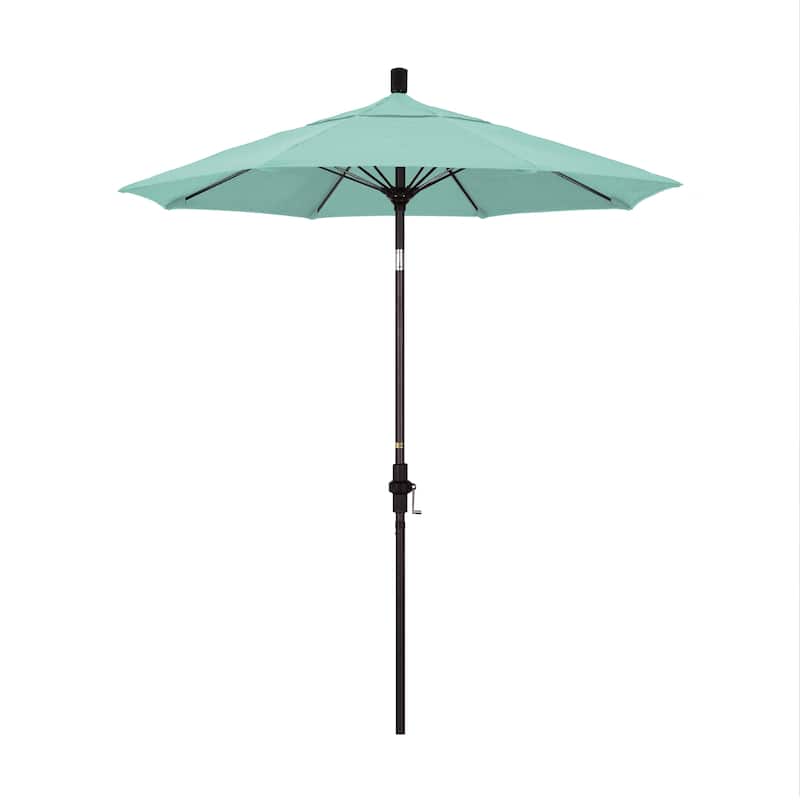 California Umbrella 7.5' Rd. Aluminum/Fiberglass Rib Patio Umb, Deluxe Crank Lift/Collar Tilt, Bronze Finish, Sunbrella Fabric