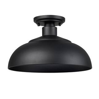 Levitt 13.625" Wide 1-Light Natural Black Outdoor Semi-flush