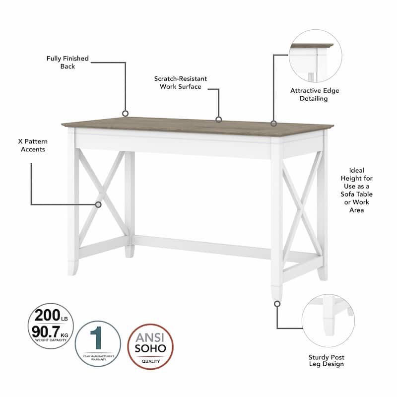 Key West 48W Writing Desk with Cabinet and Bookcase by Bush Furniture