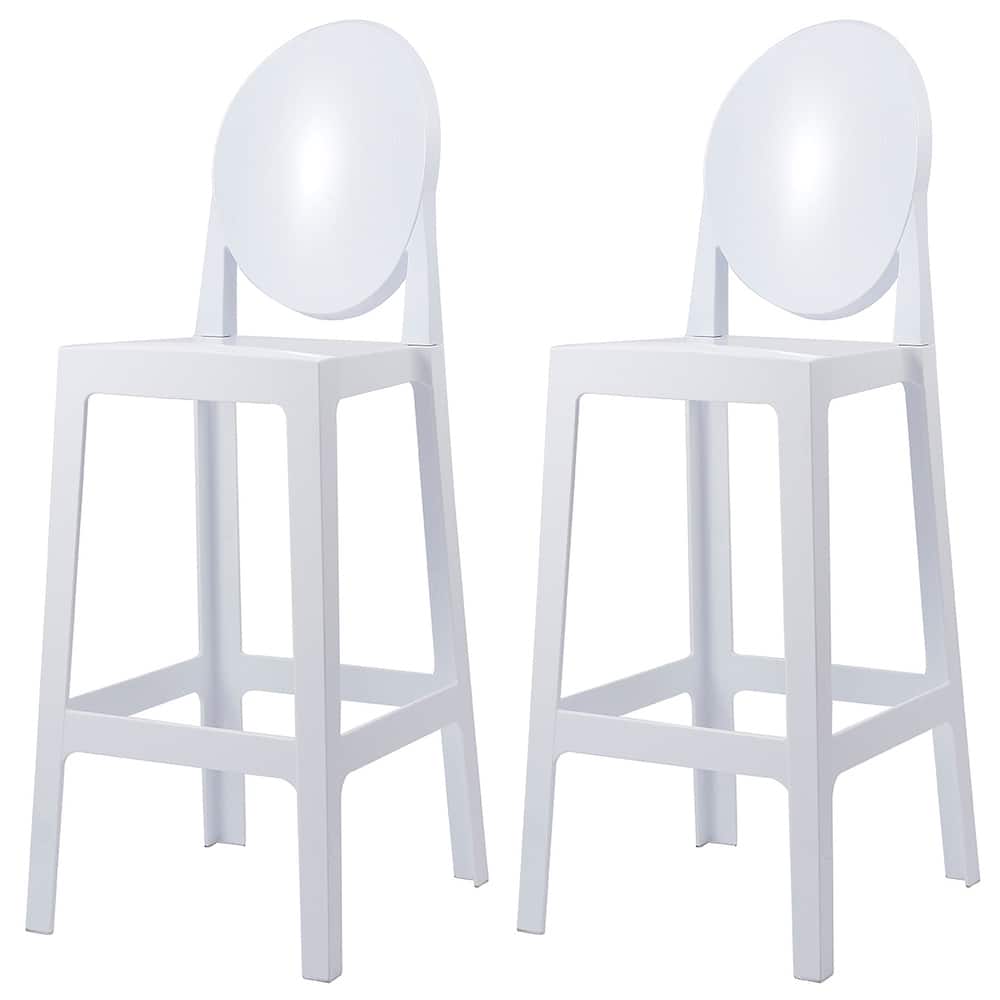 Set of 2 Smoke Modern 30" Seat Bar Stool Counter Height With Back Plastic Chairs For Home Restaurant Office