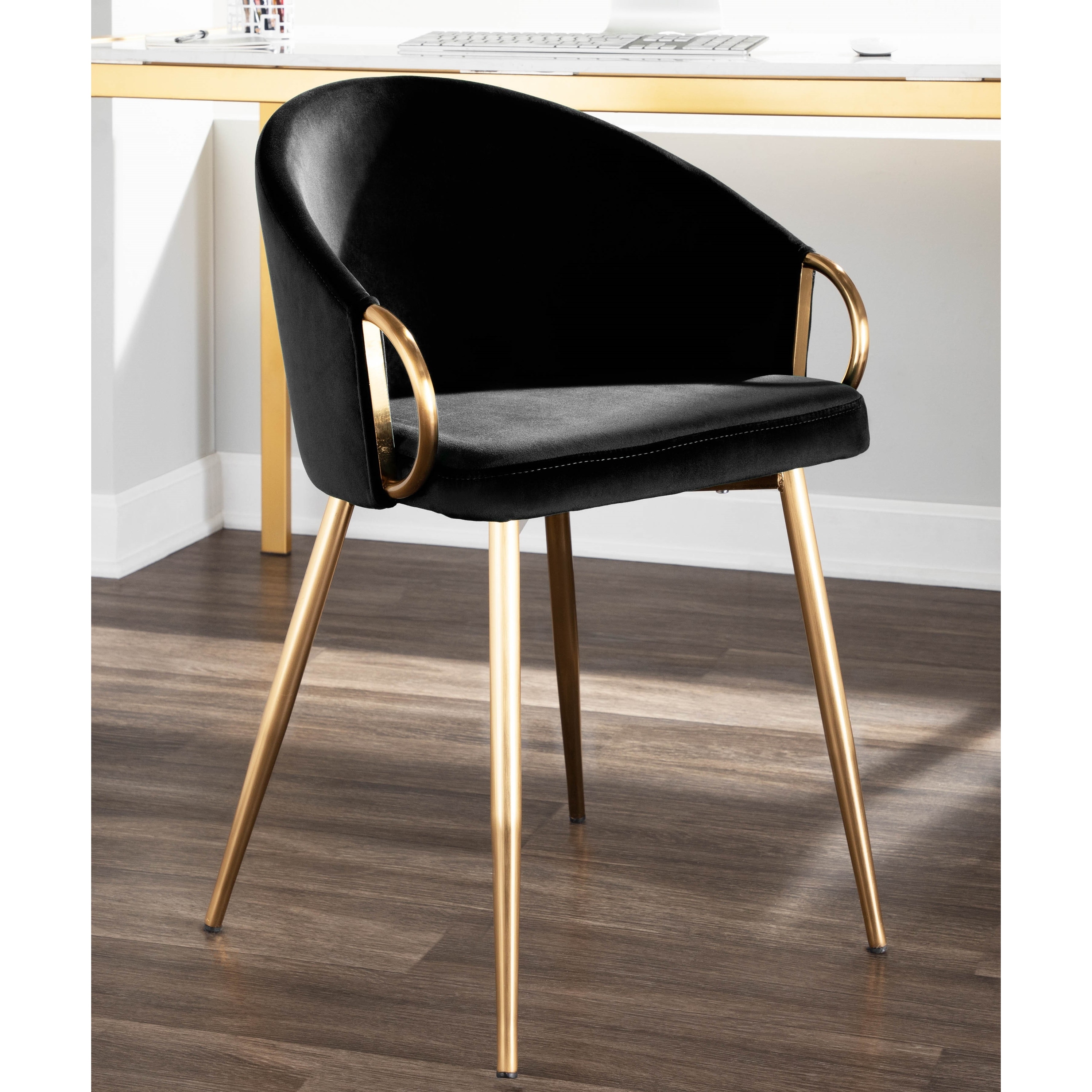Silver Orchid Battista Glam Gold Upholstered Chair