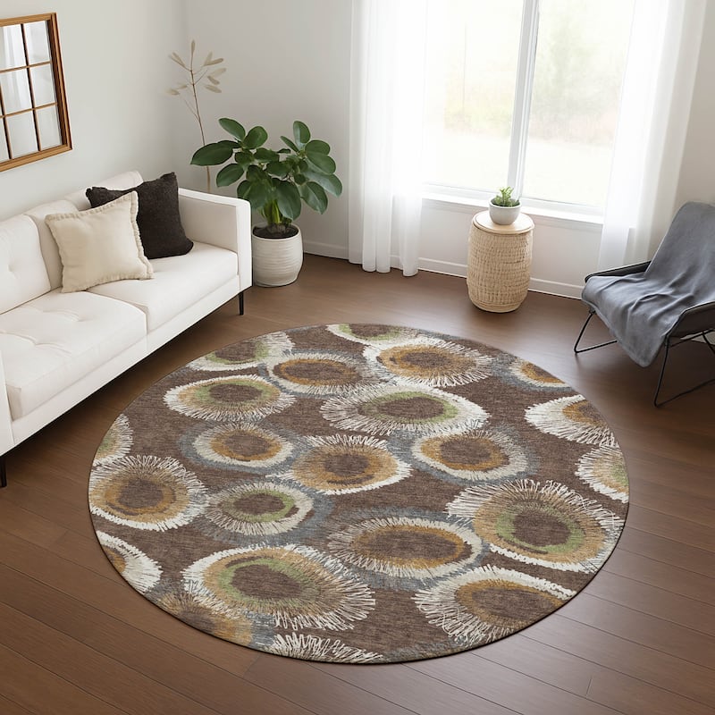 Machine Washable Indoor/ Outdoor Modern Spikey Chantille Rug