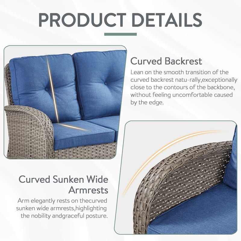 Outdoor Swivel Rocker Chairs with Sofa Table