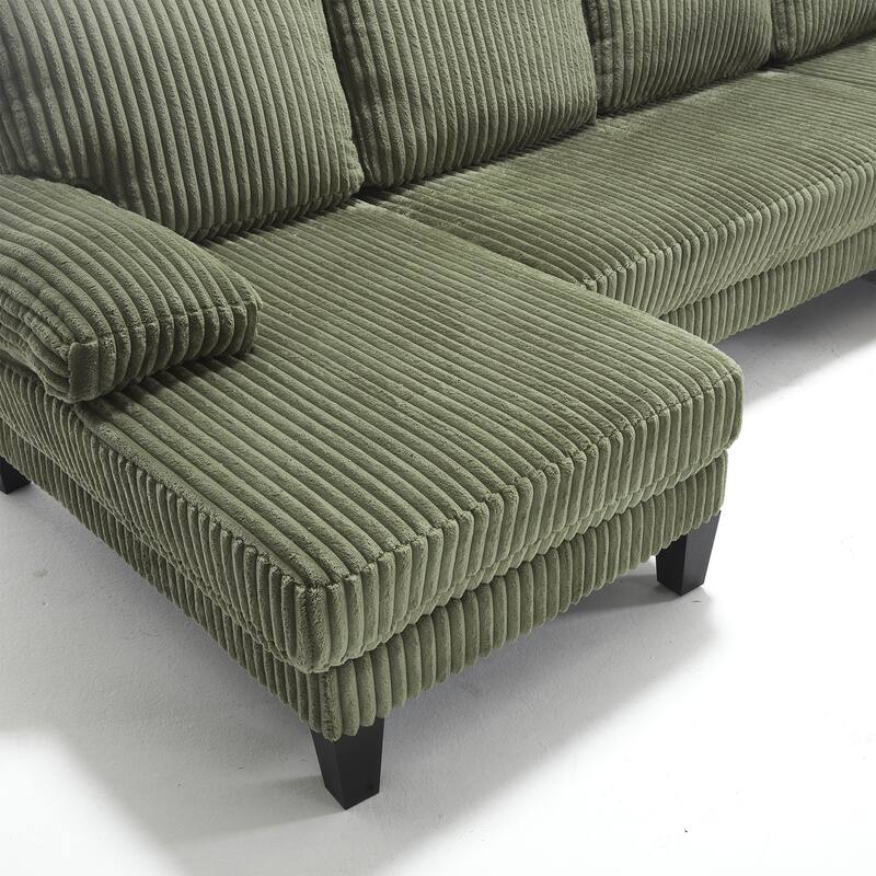 U-Shaped Modular Sectional Sofa with Double Chaise Lounge, Convertible Deep Seat Sleeper Sofa, Velvet Upholstered 4 Seater Sofa