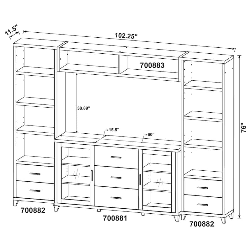 Lewes 4-piece 60-inch TV Entertainment Center Cappuccino