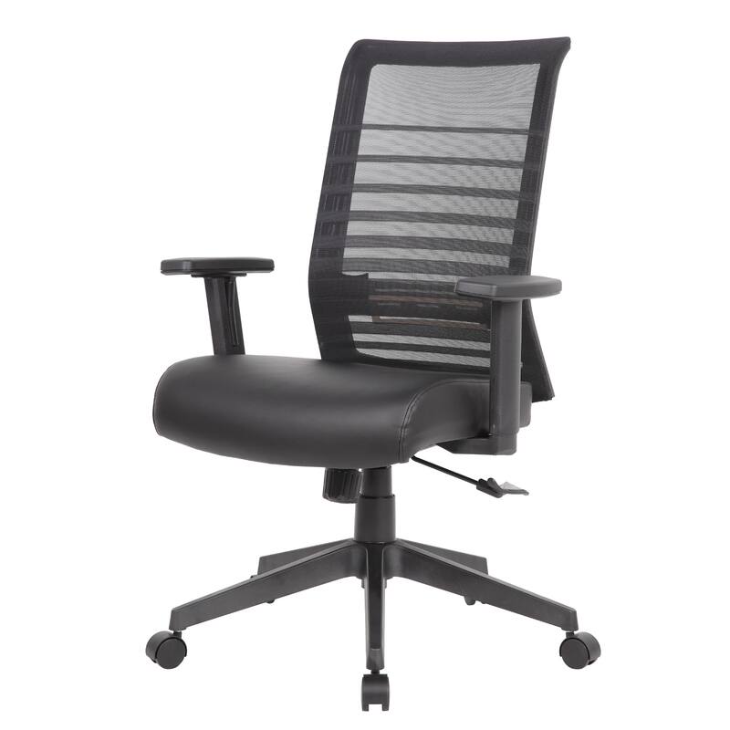 Zara Rolling Task Chair, Black Mesh and Antimicrobial Vinyl, Synchro-Tilt