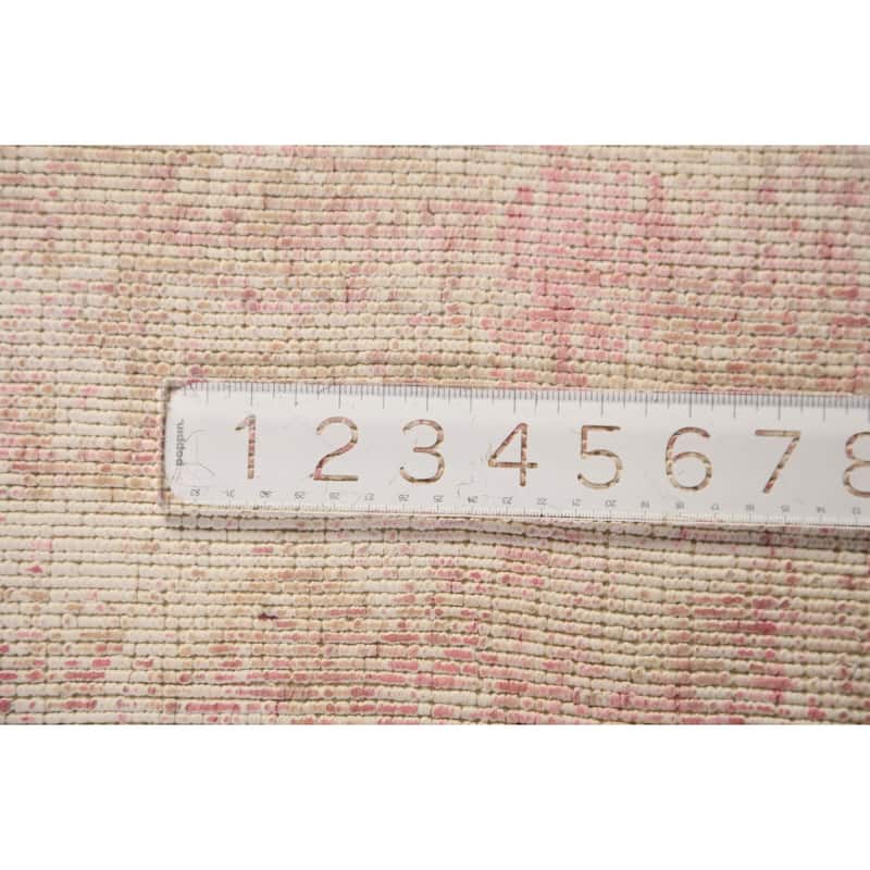 Contemporary Abstract Indian Area Rug Hand-Knotted Orange Wool Carpet - 9'0"x 11'8"