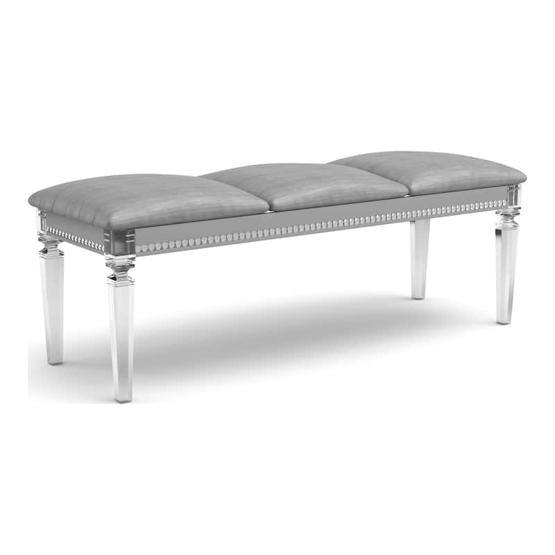 Xian Glam Clear Faux Leather Padded Bedroom Bench by Furniture of America