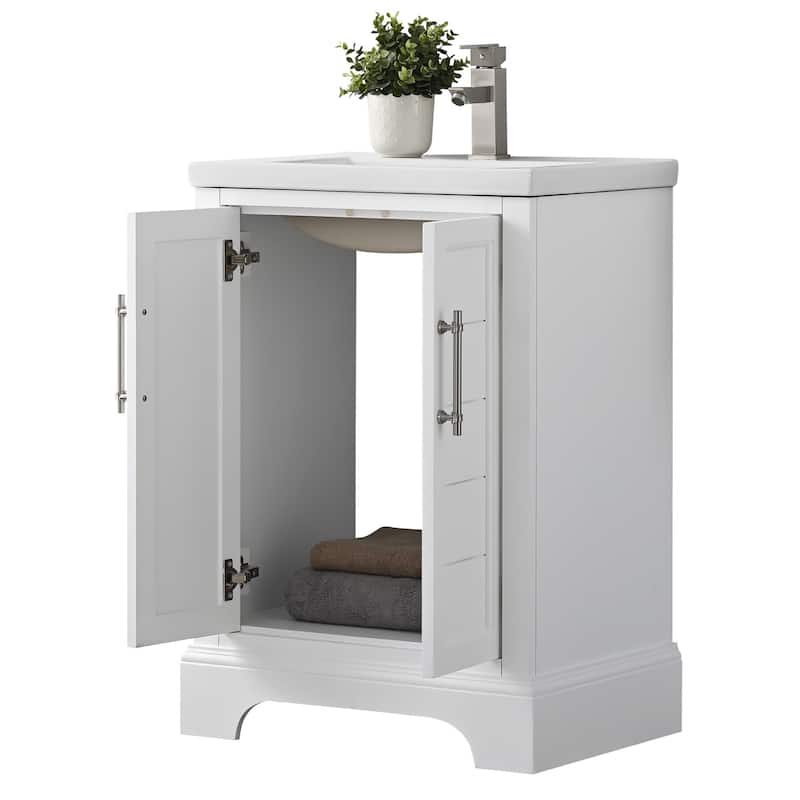 Vanity Art 24" Single Sink Bathroom Vanity with Ceramic Sink & Top