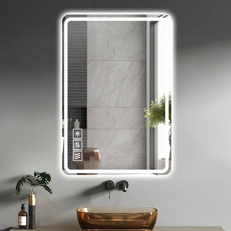 Modern 40"x24" LED Bathroom Vanity Mirror - Copper-Free Silver Mirror with Adjustable Brightness and Anti-Fog Function - Clear
