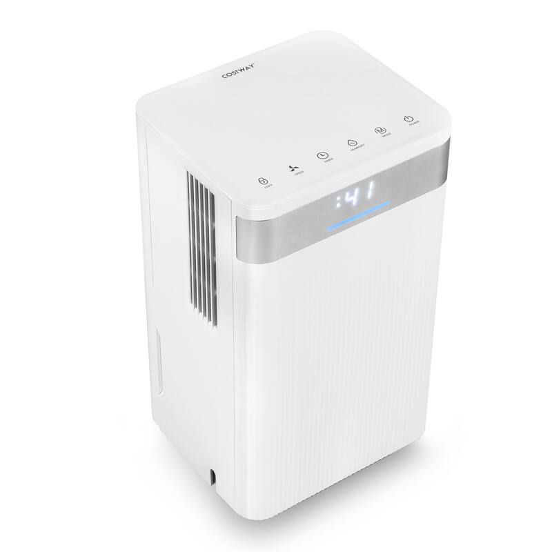 White Copper ABS Dehumidifier 32 Pints with LED Panel and Auto Drain Hose - 10" x 8.5" x 17.5"