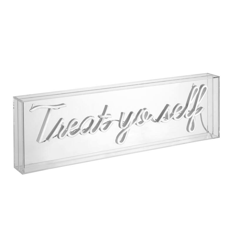 Charles Yo Self 20" Contemporary Glam Acrylic Box USB Operated LED Neon Light, Yellow by JONATHAN Y - 1 Bulb