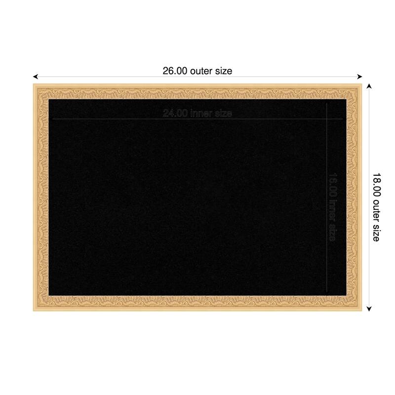Bethany Gold Wood Framed Cork Board - Bulletin Board, Organization Board, Pin Board - Black - 26 x 18 in
