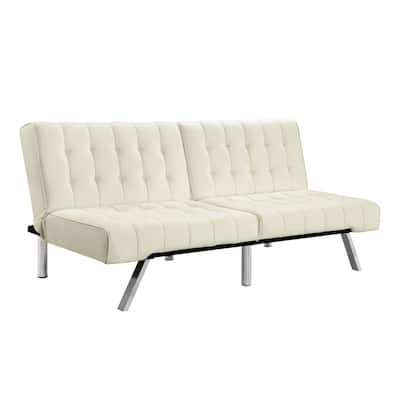 Splitback Multi-Position Futon Sofa Sleeper in Vanilla - 71 x 36.5 x 31.1 inches