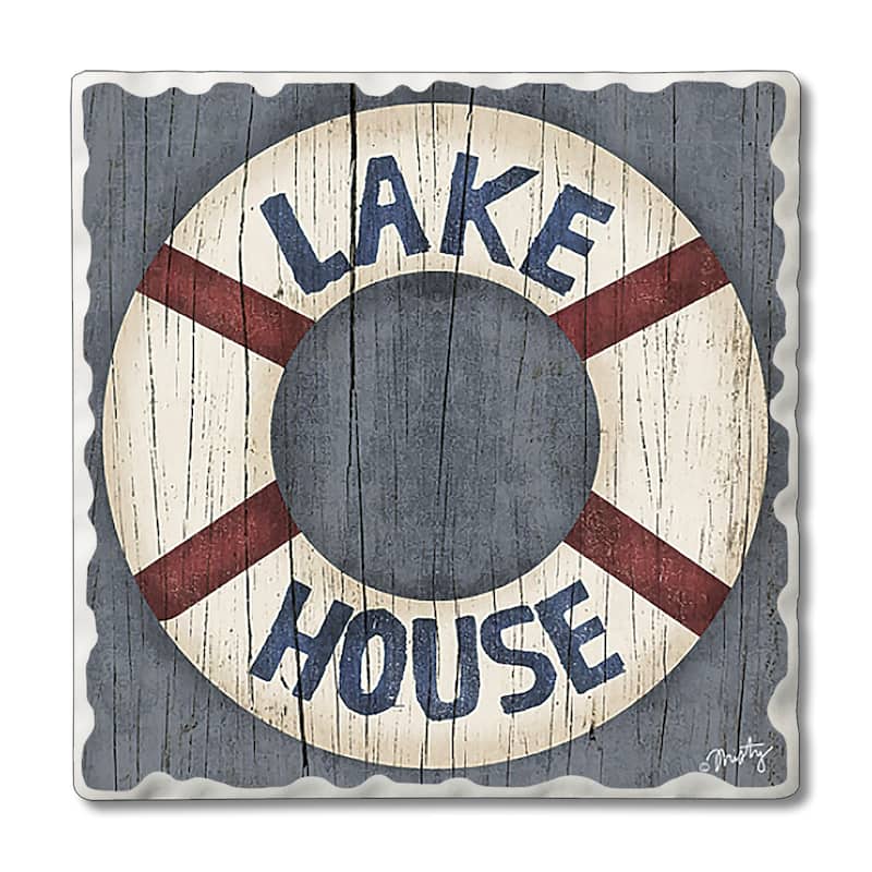 Counterart Absorbent Stone Coasters - Lake House Preserver - Set of 4 - 4x4x100