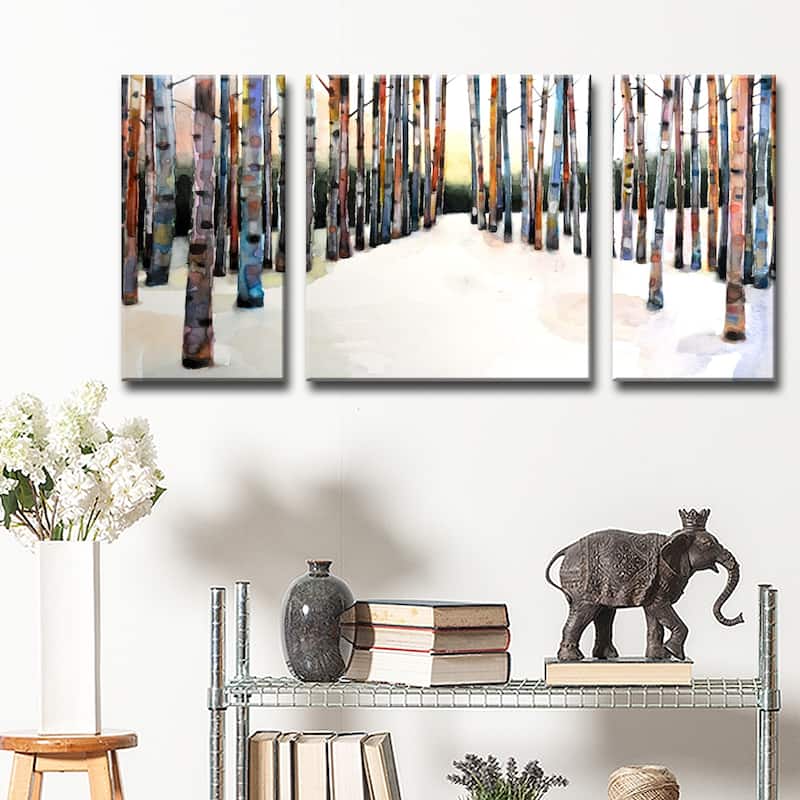 'Painted Winter Grove' 3 Piece Wrapped Canvas Wall Art Set by Norman Wyatt Jr.