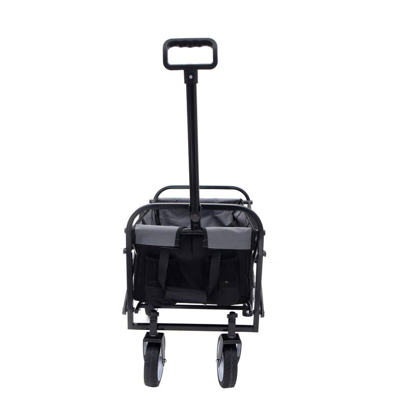 Minimeetall Strap Collapsible Foldable Wagon Cart with strapping system, Beach Wagon Utility Wagon Grocery Cart Supports 225lbs