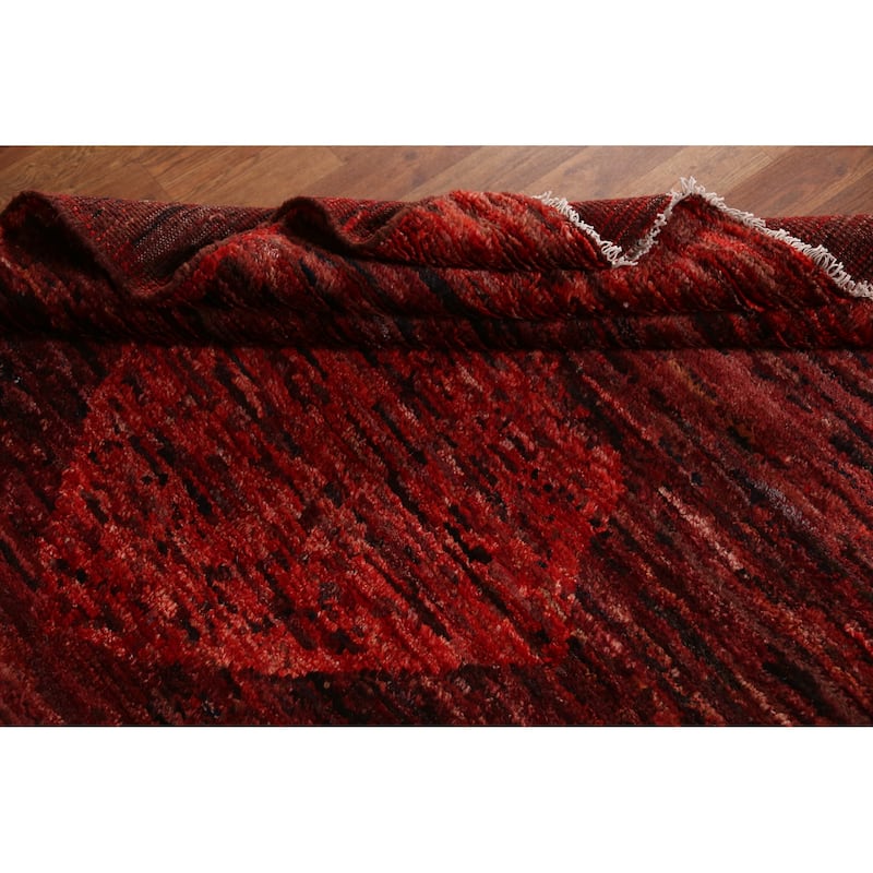 Geometric Red Moroccan Oriental Rug Handmade Wool Carpet - 4'10" x 6'1"