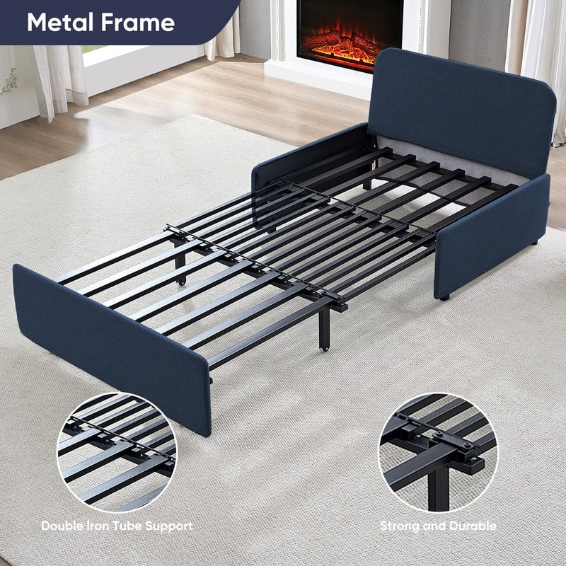 Mixoy Full/Queen Size Sofa Bed,2 in 1 Convertible Linen 1-Seater/Loveseat Sleeper Sofa Couch with Cushions