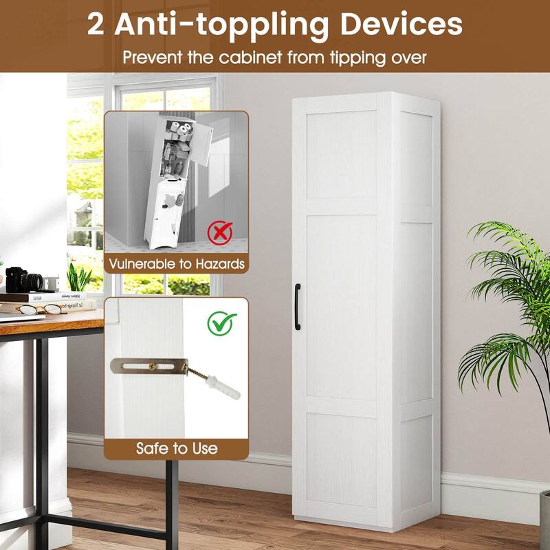 Costway 4-Tier Storage Cabinet with Door Freestanding Bathroom Cabinet - See Details