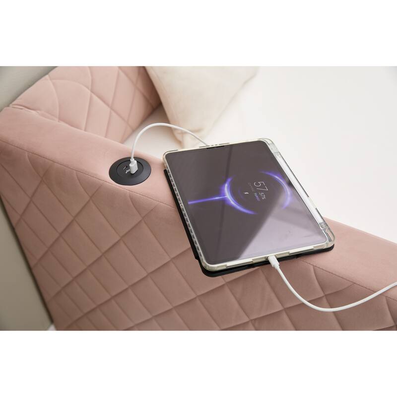 Twin Size Upholstered Daybed with Trundle, Velvet Sofa Bed with USB Port & Side Pockets, Modern V-Grained Backrest Guest Bed