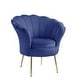 preview thumbnail 13 of 16, Angelina Velvet Scalloped Back Barrel Accent Chair w/ Metal Legs