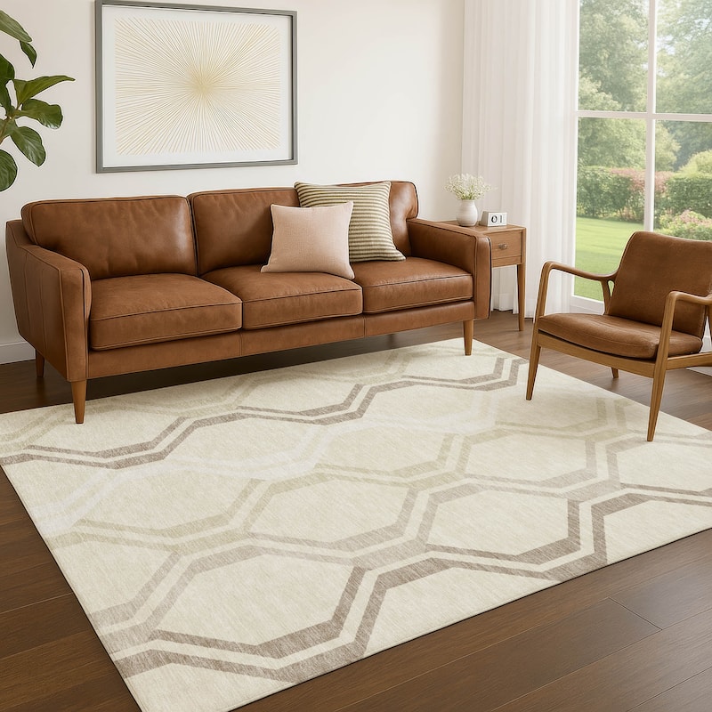 Machine Washable Indoor/ Outdoor Contemporary Dimensions Chantille Rug