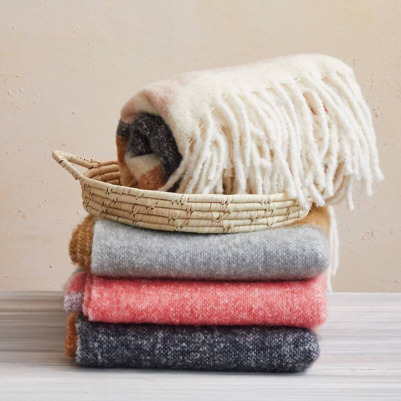 Striped Acrylic and Wool Throw Blanket