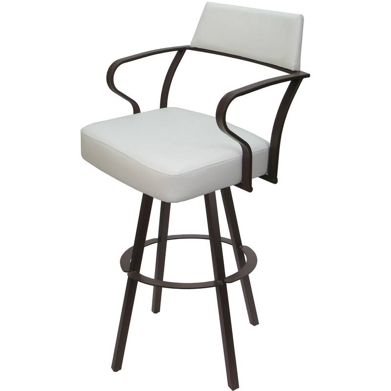 Swivel Counter Bar or Extra Tall Metal Bar Stool Carolina Warren Base - White Vinyl - Brown - Bar Height