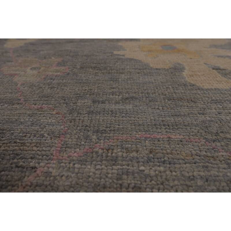 Vegetable Dye Gray Oushak Turkish Area Rug Handmade Wool Carpet - 9'3"x 12'6"