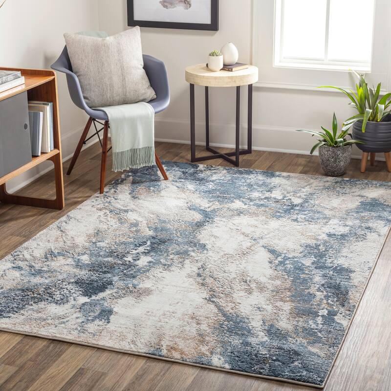 Livabliss Galup Modern Abstract Area Rug - Blue - 5' 3" x 7'