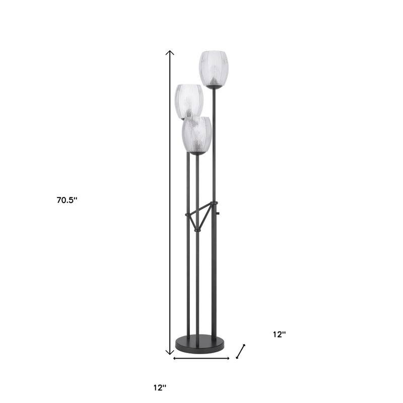71" 3-Light Floor Lamp with Clear Glass Novelty Shade for Living Room - 12" x 12" x 70.50"