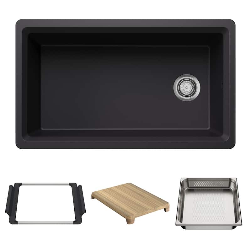 Blanco 443314 Inteos 33" Undermount Single Basin Granite Composite - Coal Black