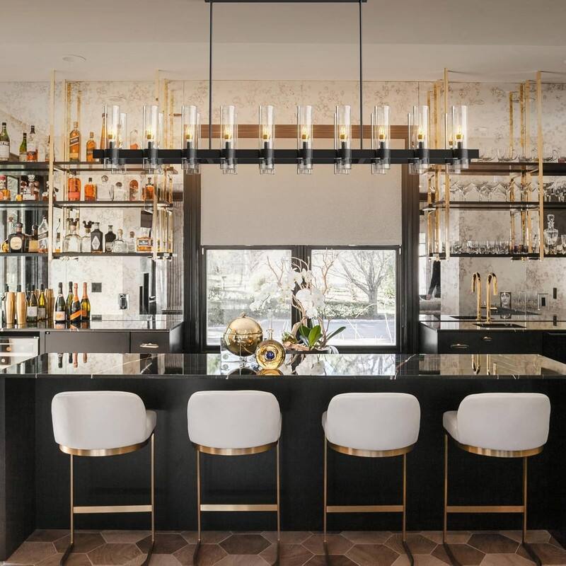 KAYLA Brass Kitchen Island Lighting- 16-Light Linear Chandelier