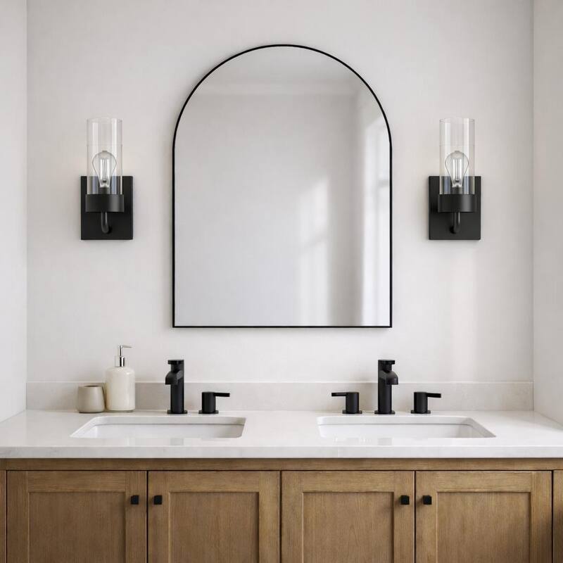 Zertan Single-Light Armed Wall Sconce with Black Metal Finish