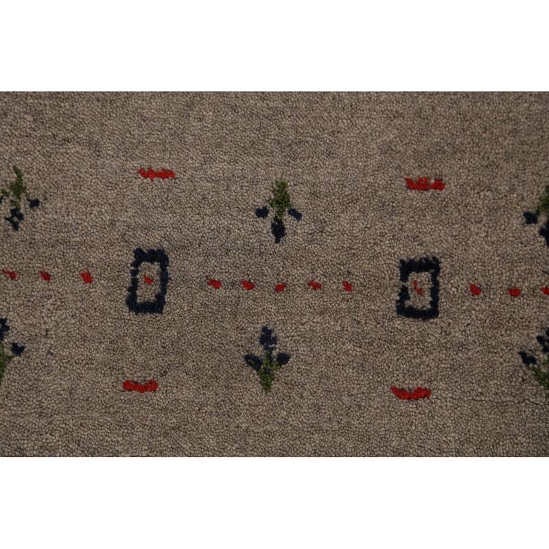 Tribal Gabbeh Oriental Rug Hand-Knotted Multi-Color Wool Carpet - 5'9" x 8'0"