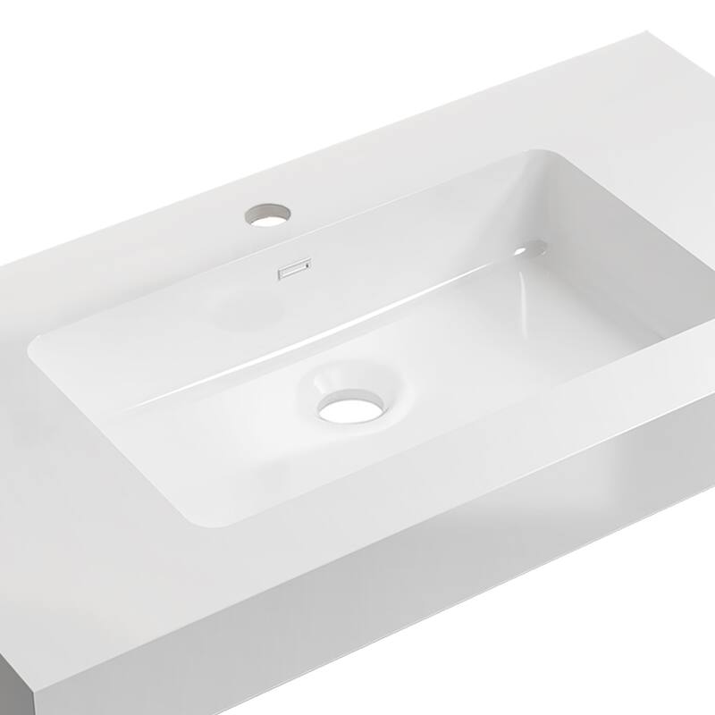 Topcraft White Solid Surface Bathroom Vanity Sink
