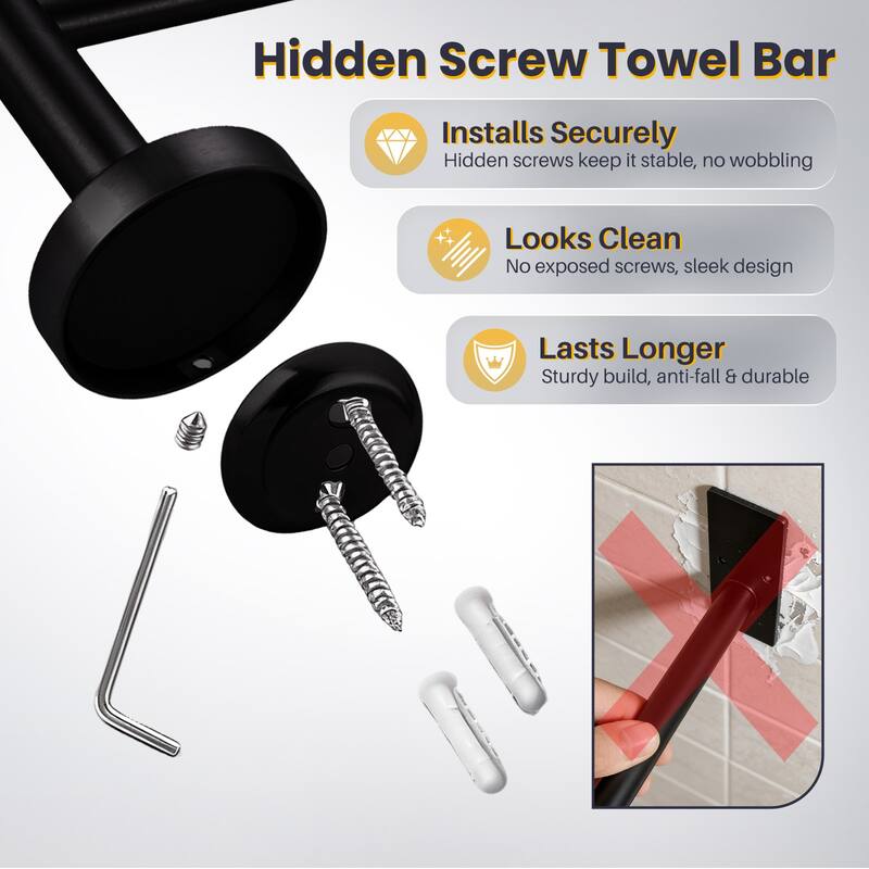 WOWOW Wall Mounted Stainless Steel Double Towel Bar