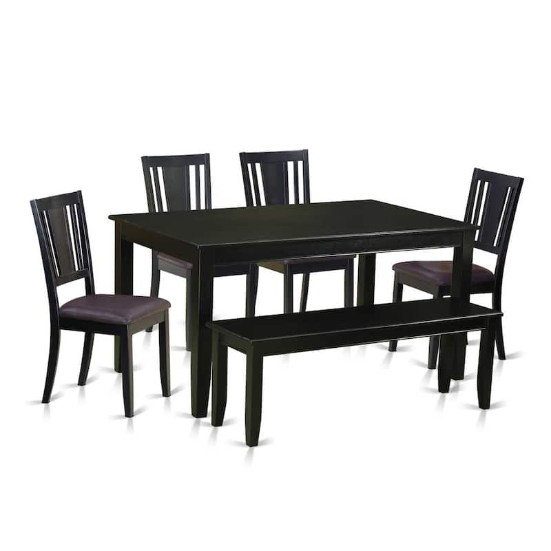 Hollywood Regency Dining Set - 60" Table, Faux Leather Chairs & 52" Bench - Classic Design