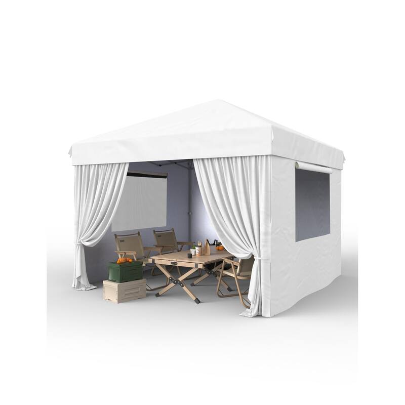 10x10 Feet Instant Pop-Up Canopy Tent, 4 Detachable Sidewalls - 10*10Ft - White