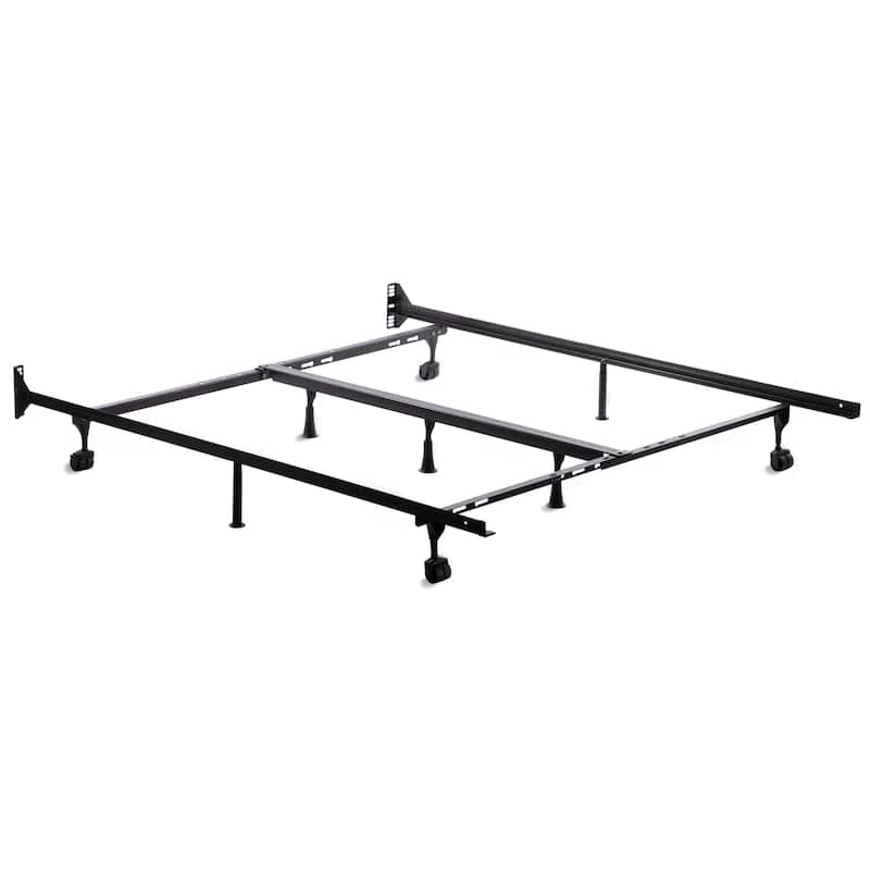 Brookside Universal Adjustable Metal Bed Frame with Center Support - Wheels or Glides