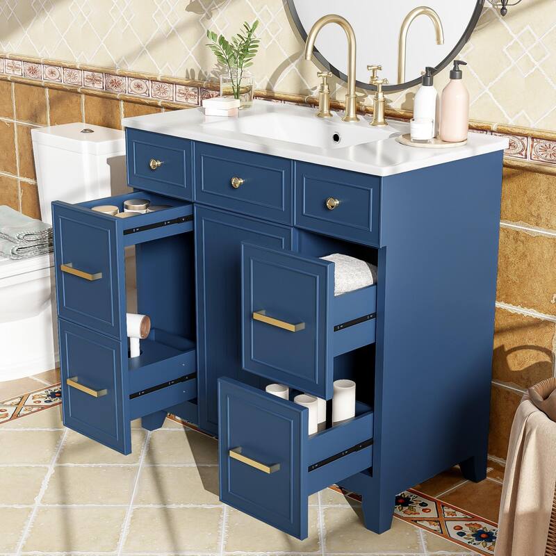 36" Bathroom Vanity with Ceramic Sink