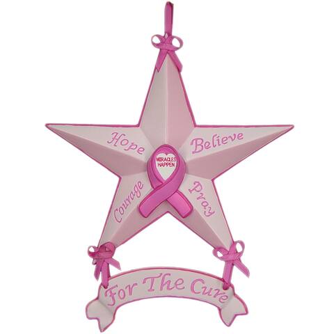 "Breast Cancer Awareness Star Ornaments 6-pack" by the designers at Trendy Décor 4U. Arrives ready to hang. - Multi