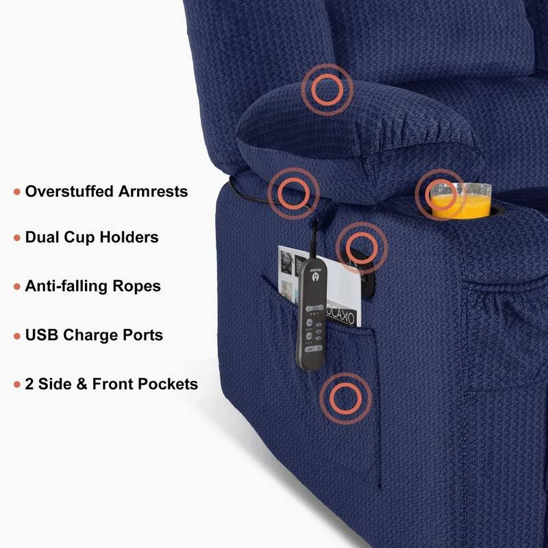 MCombo Power Reclining Loveseat Sofa with Heat and Massage, Fabric PR648