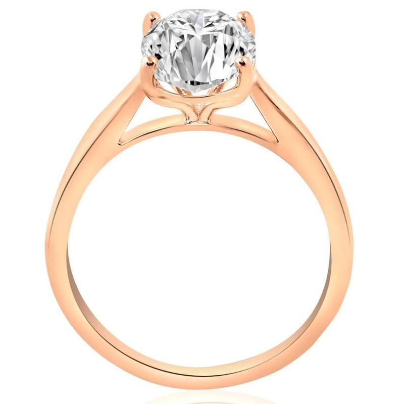2ct Oval Cut Diamond Solitaire Engagement Ring 14k Rose Gold Lab Grown