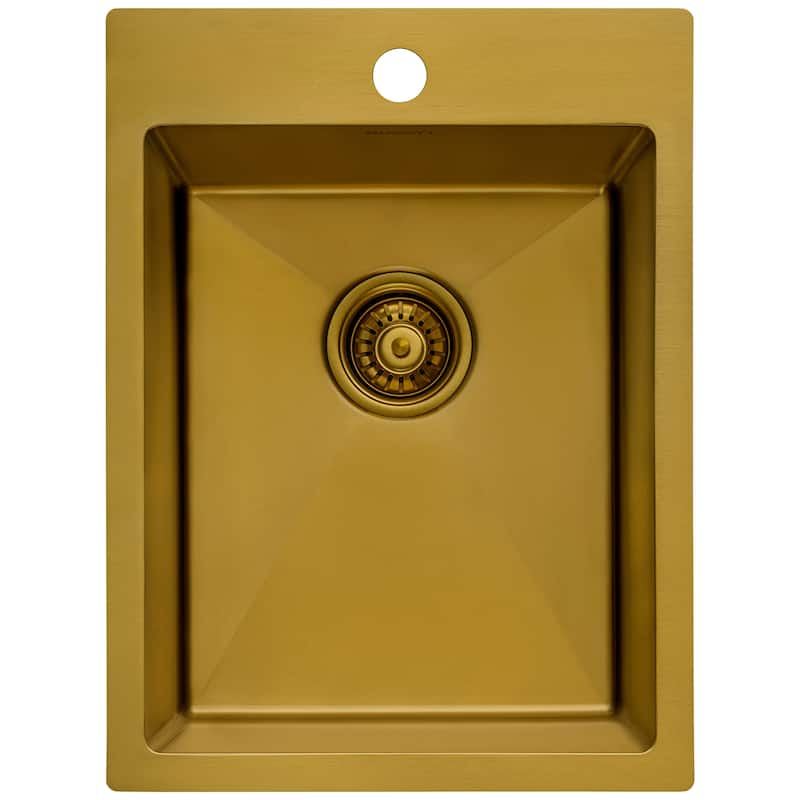 Ruvati 15 inch Polished Matte Gold Stainless Steel Drop-in Bar Prep Sink - RVH8115GG