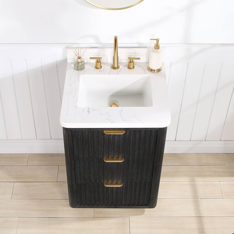 Cadiz Bath Vanity with Composite Stone Top and Mirror