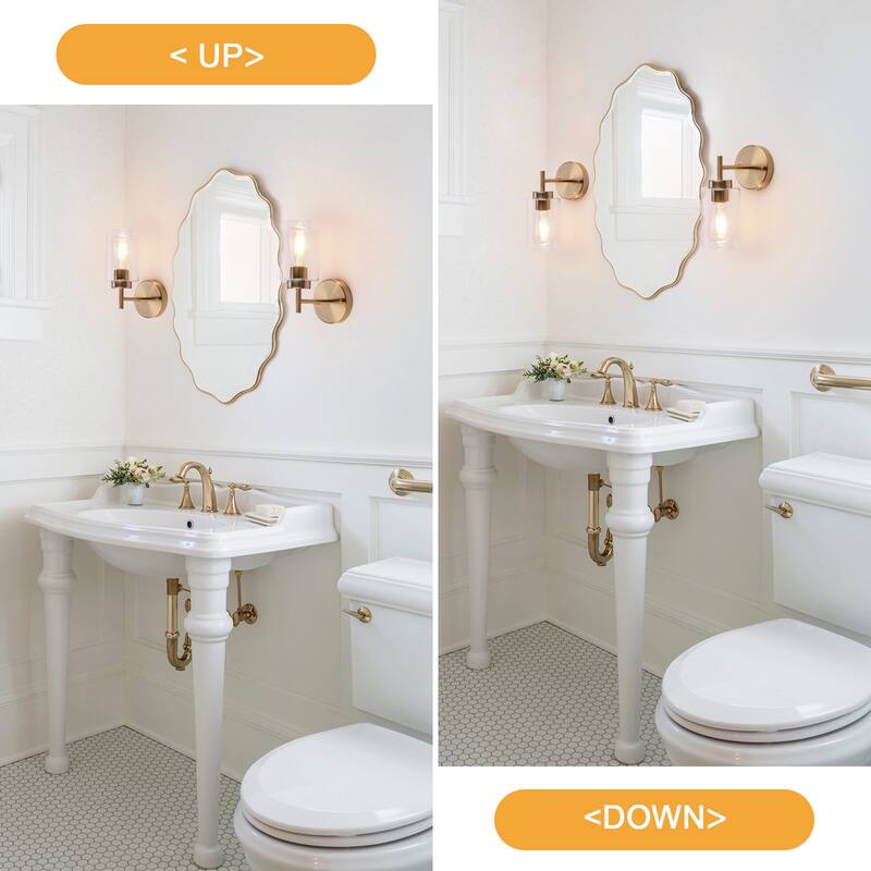 2-Light Modern Wall Sconce Bathroom Vanity Light with Glass Shade